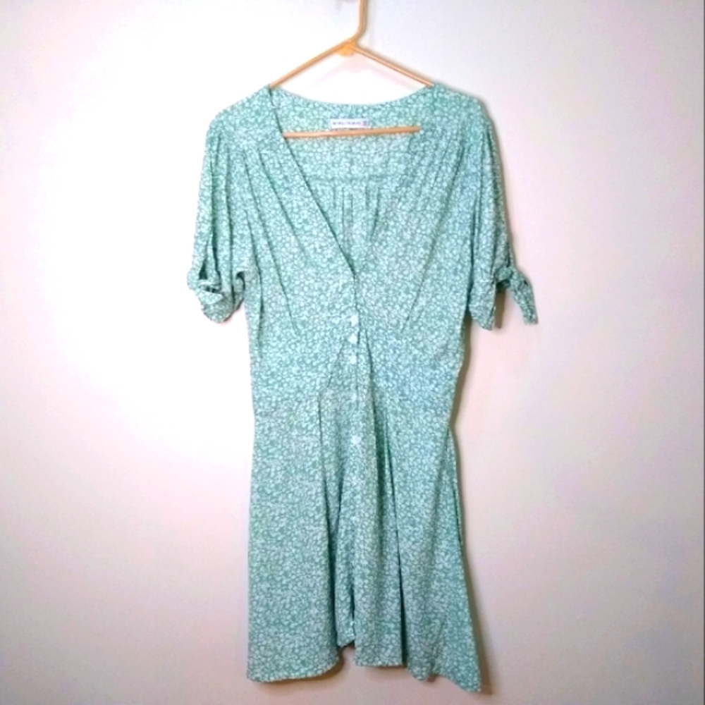 Faithfull the Brand Marianne Green Floral Mini Dress, size 6
